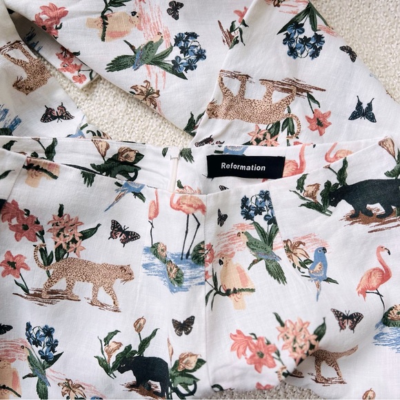 Reformation 100% linen pants safari animal print size 6 - Picture 12 of 12